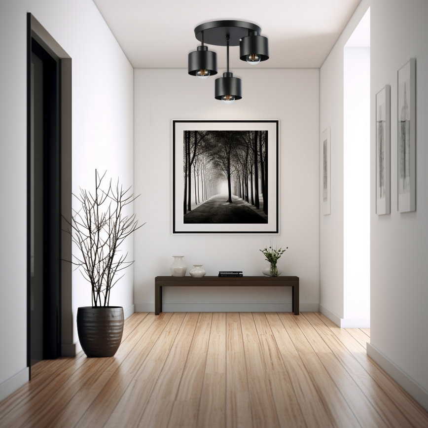 Csillár 3xE27/35W/230V átm. 30 cm fekete