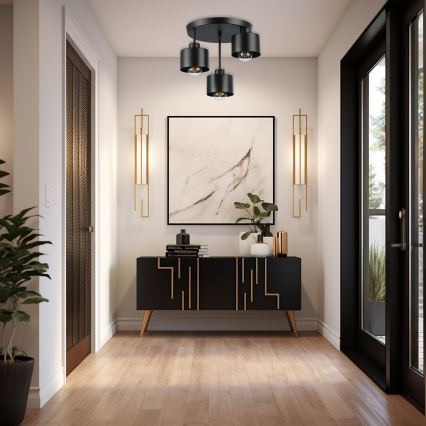 Csillár 3xE27/35W/230V átm. 30 cm fekete