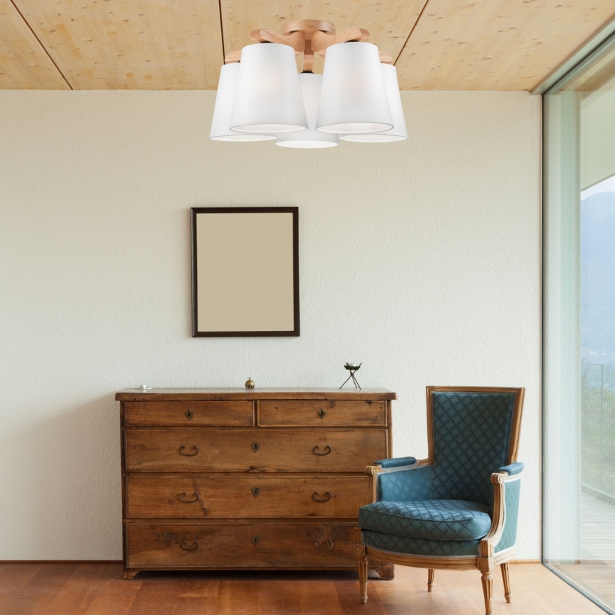 Csillár ANDREA 5xE27/60W/230V tölgy/fehér