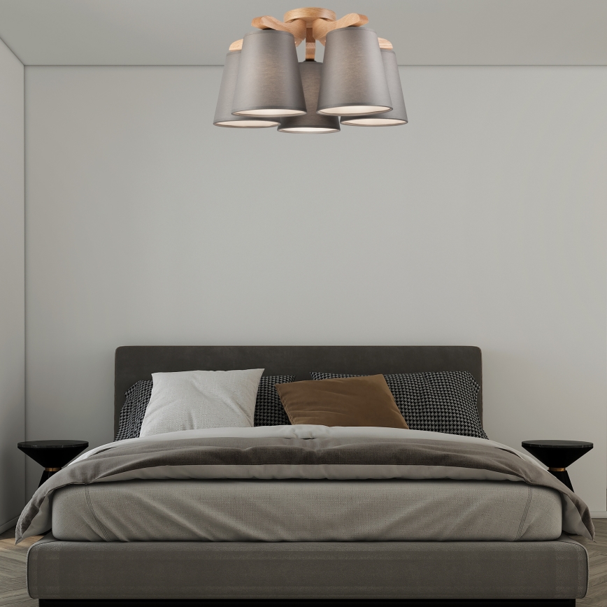 Csillár ANDREA 5xE27/60W/230V tölgy/szürke