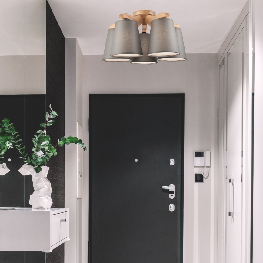 Csillár ANDREA 5xE27/60W/230V tölgy/szürke