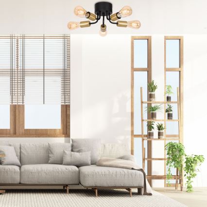 Csillár BRENDA 5xE27/60W/230V fekete/arany