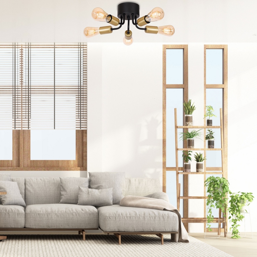 Csillár BRENDA 5xE27/60W/230V fekete/arany