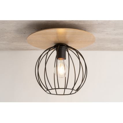 Csillár CYBER 1xE27/60W/230V fa/fekete