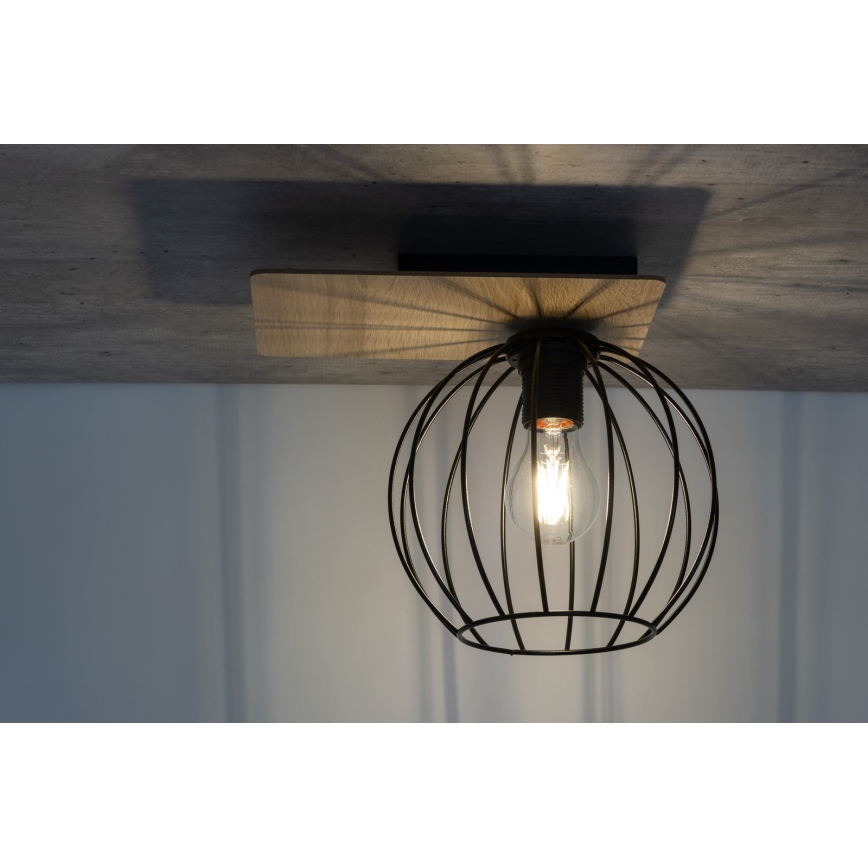 Csillár CYBER 1xE27/60W/230V fa/fekete