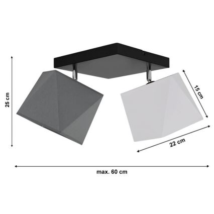 Csillár DIAMENT 2xE27/60W/230V szürkés-fehér