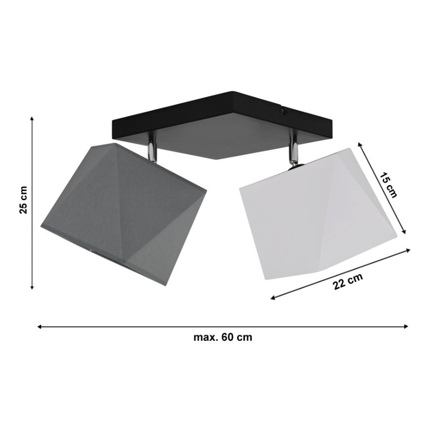 Csillár DIAMENT 2xE27/60W/230V szürkés-fehér