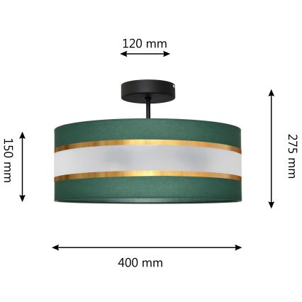 Csillár HELEN 3xE27/15W/230V zöld/arany