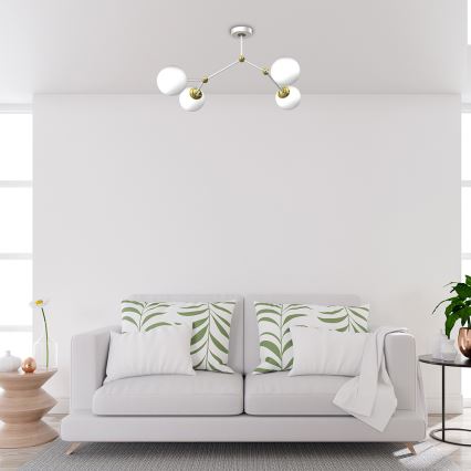 Csillár JOY 4xE14/40W/230V fehér/arany