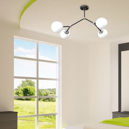 Csillár JOY 4xE14/40W/230V fekete/fényezett króm