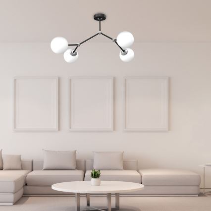 Csillár JOY 4xE14/40W/230V fekete/fényezett króm