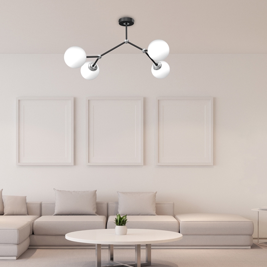 Csillár JOY 4xE14/40W/230V fekete/fényezett króm