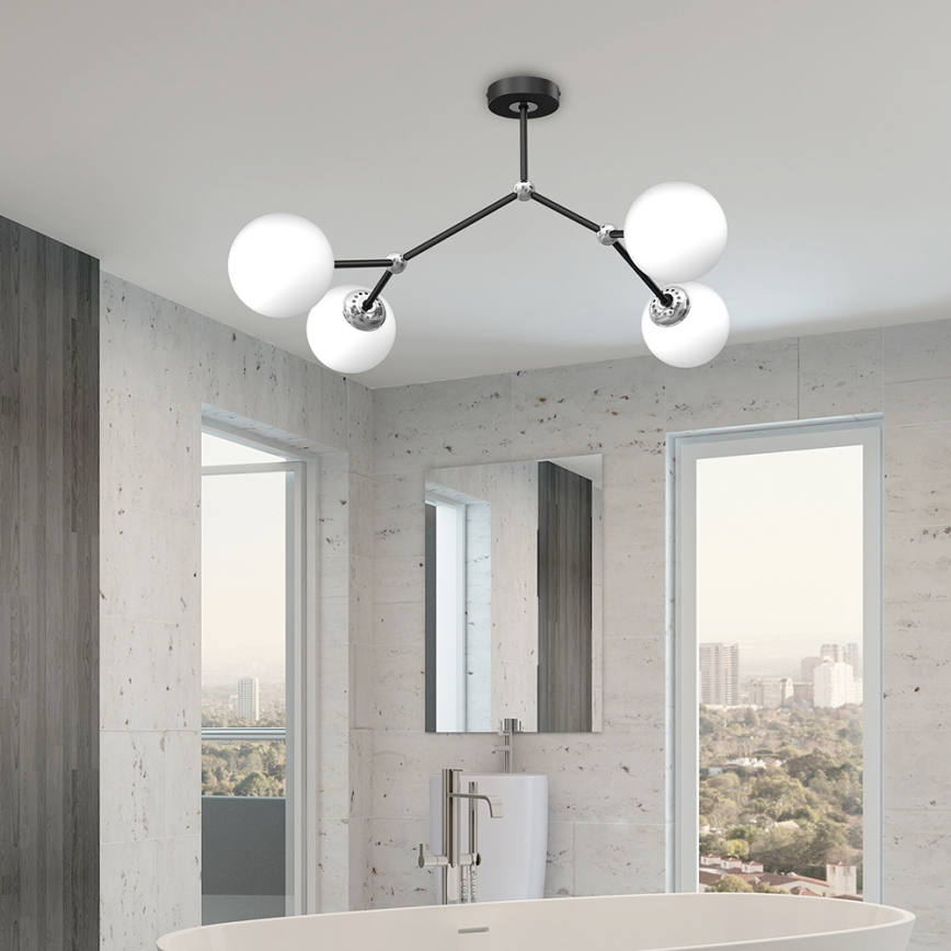 Csillár JOY 4xE14/40W/230V fekete/fényezett króm