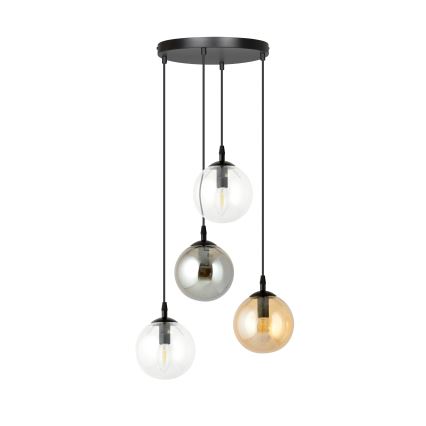 Kábeles csillár COSMO 4xE14/10W/230V átm. 40 cm fekete/tiszta/füstös fekete/bézs