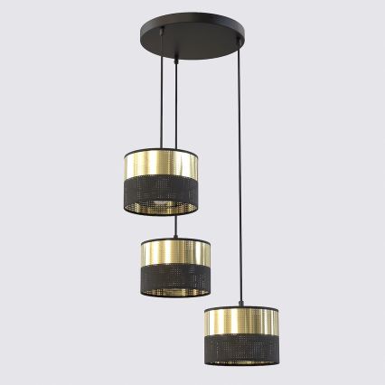 Csillár kábelen LUX 3xE27/15W/230V fekete/arany