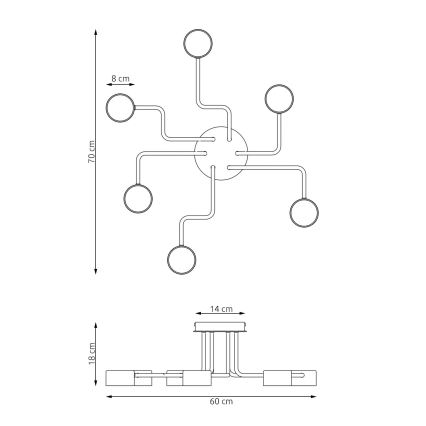 Csillár KURAGE 6xGX53/12W/230V fekete