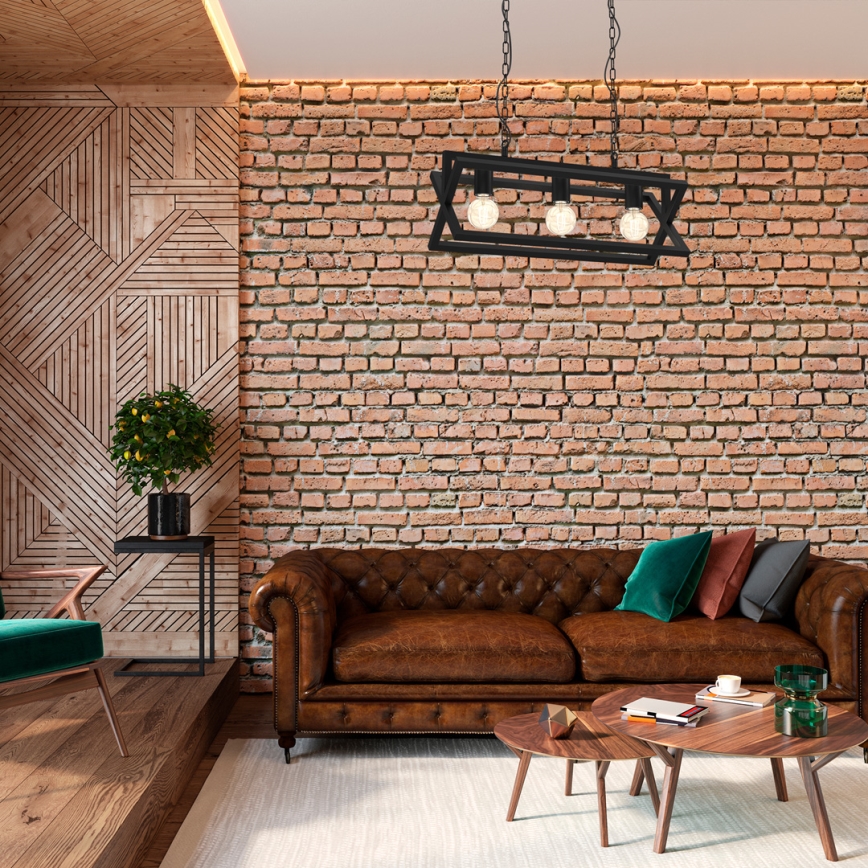 Csillár láncon ARNOLD 3xE27/60W/230V fekete