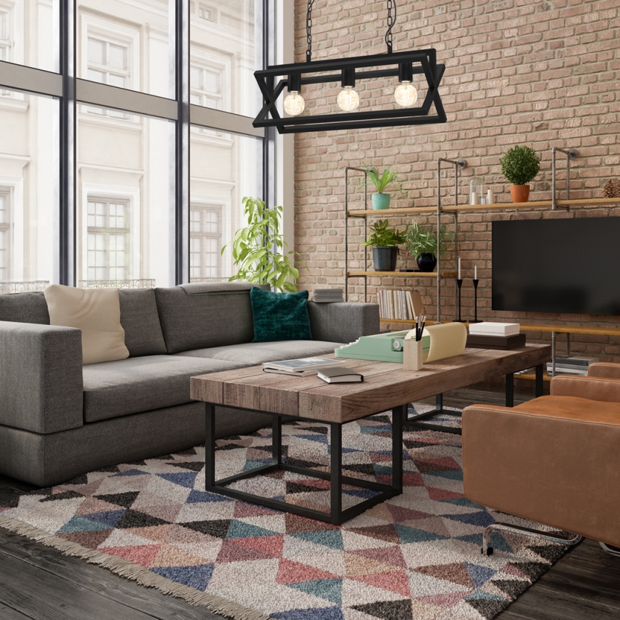 Csillár láncon ARNOLD 3xE27/60W/230V fekete