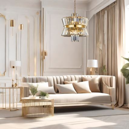 Csillár láncon AURELIA 12xE14/40W/230V arany