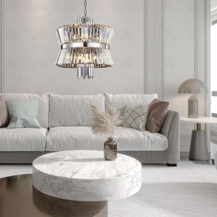 Csillár láncon AURELIA 12xE14/40W/230V matt króm