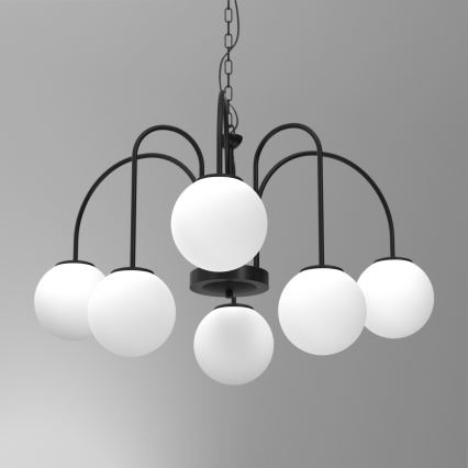Csillár láncon CAMBRIDGE 6xE14/60W/230V fekete