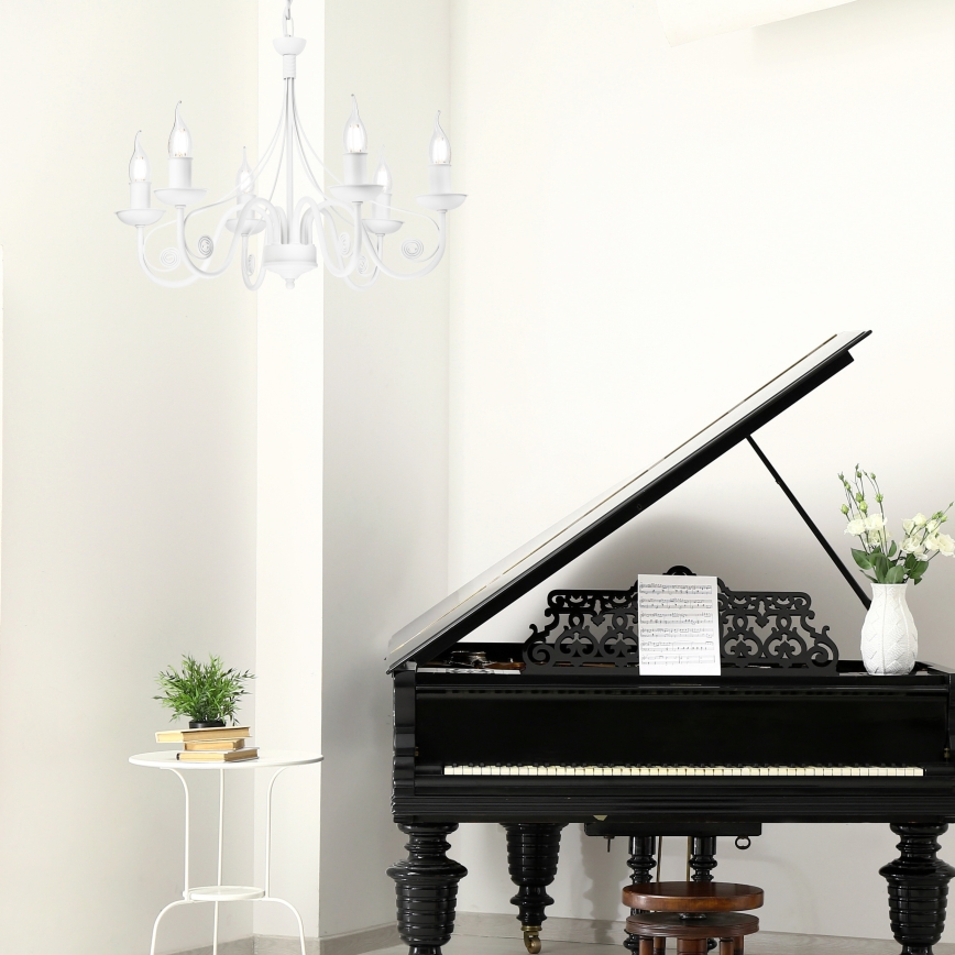 Csillár láncon DONATO 6xE14/40W/230V fehér