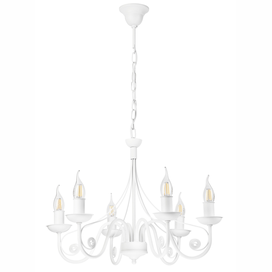 Csillár láncon DONATO 6xE14/40W/230V fehér