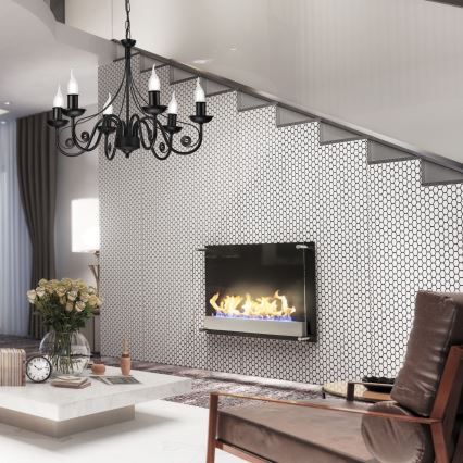 Csillár láncon DONATO 6xE14/40W/230V fekete