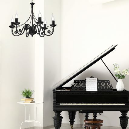 Csillár láncon DONATO 6xE14/40W/230V fekete