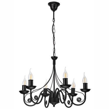 Csillár láncon DONATO 6xE14/40W/230V fekete