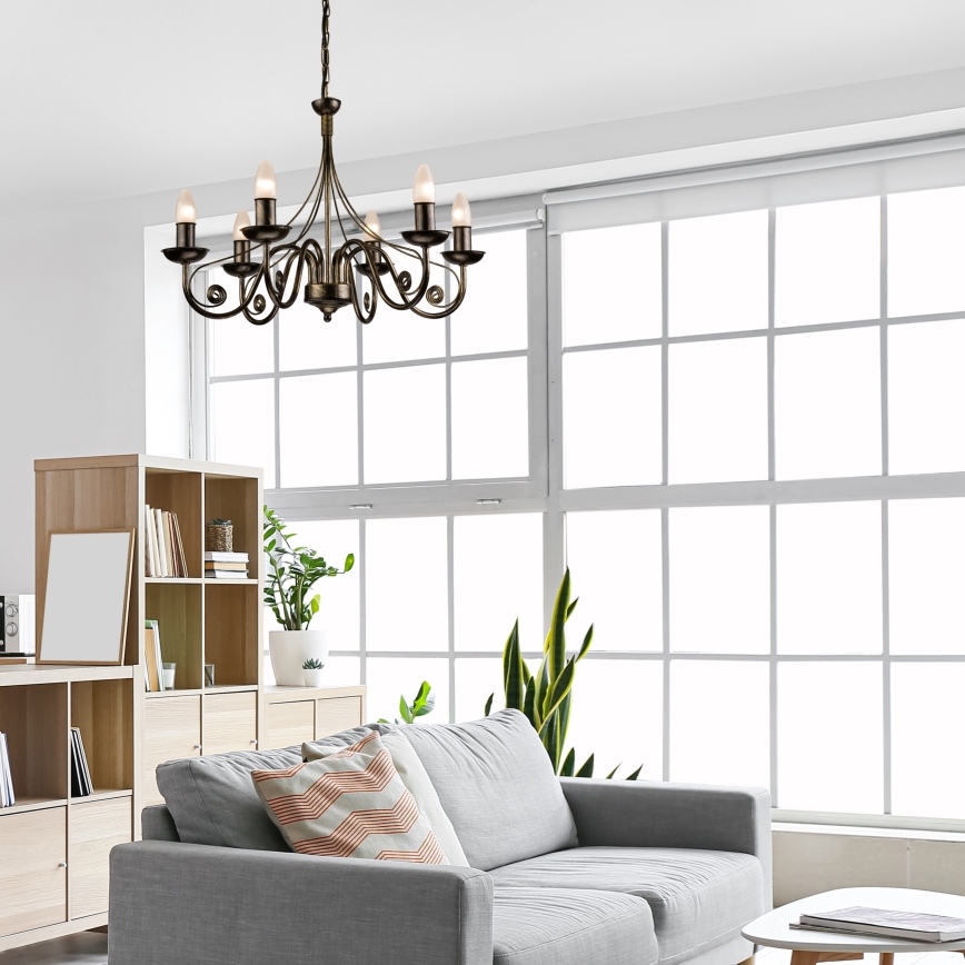 Csillár láncon DONATO 6xE14/40W/230V