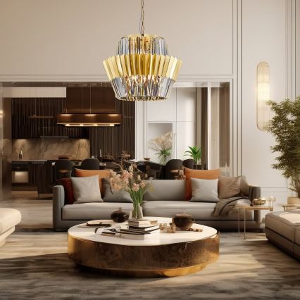 Csillár láncon DONNA 12xE14/40W/230V átm. 55 cm arany