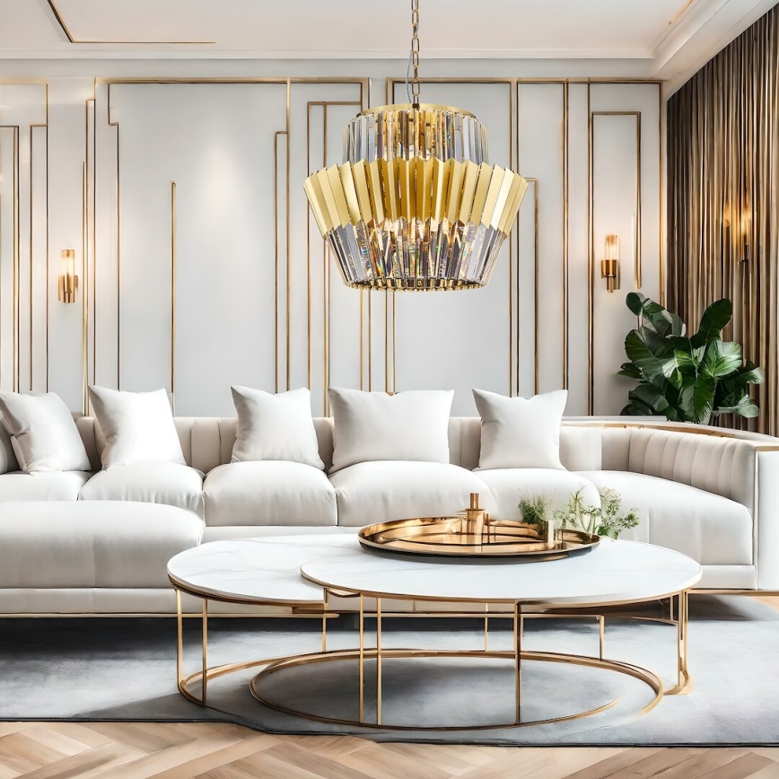 Csillár láncon DONNA 12xE14/40W/230V átm. 55 cm arany