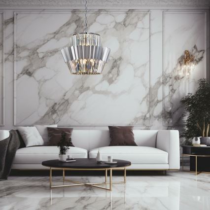 Csillár láncon DONNA 12xE14/40W/230V átm. 55 cm matt króm