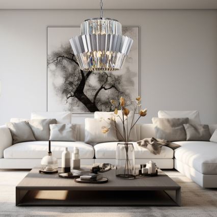 Csillár láncon DONNA 12xE14/40W/230V átm. 55 cm matt króm