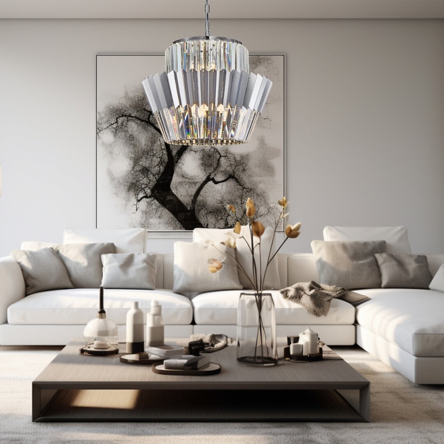 Csillár láncon DONNA 12xE14/40W/230V átm. 55 cm matt króm