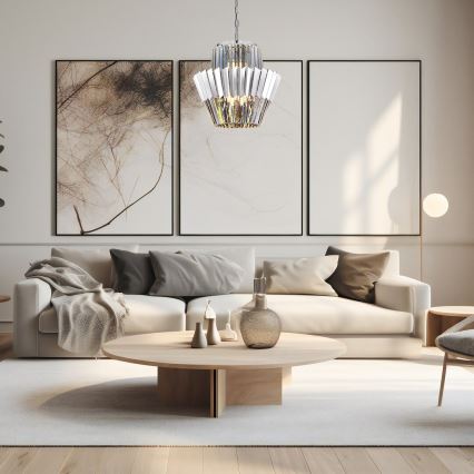 Csillár láncon DONNA 9xE14/40W/230V átm. 45 cm matt króm