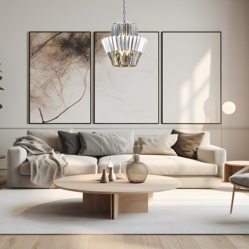 Csillár láncon DONNA 9xE14/40W/230V átm. 45 cm matt króm