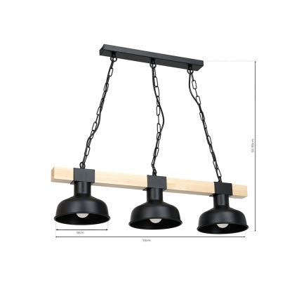 Csillár láncon FARO 3xE27/60W/230V