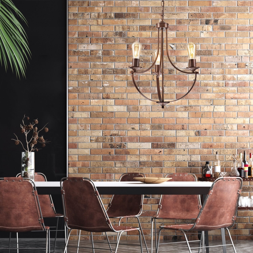 Csillár láncon GINA 3xE27/60W/230V barna