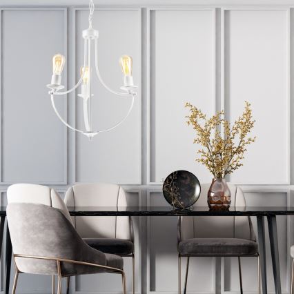 Csillár láncon GINA 3xE27/60W/230V fehér