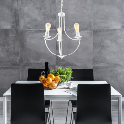 Csillár láncon GINA 3xE27/60W/230V fehér