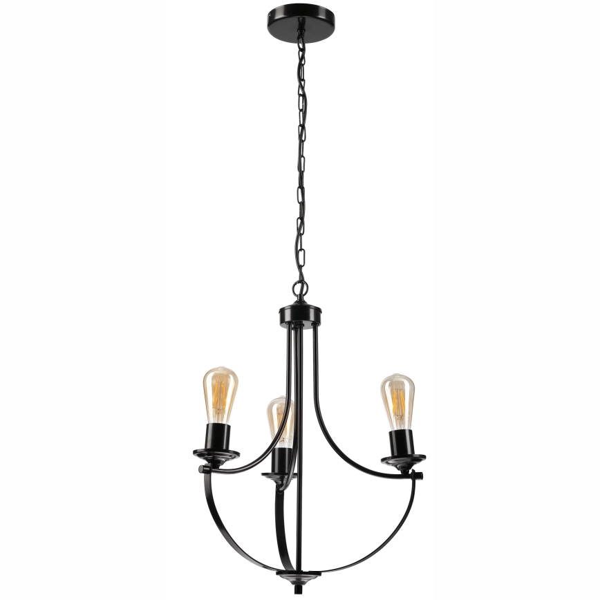 Csillár láncon GINA 3xE27/60W/230V fekete
