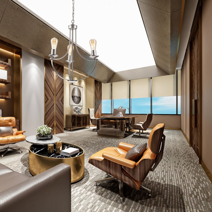 Csillár láncon GINA 3xE27/60W/230V matt króm