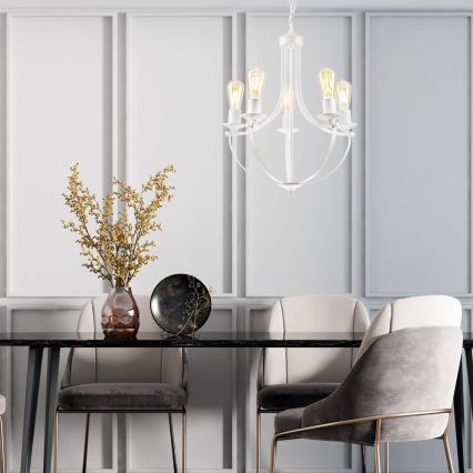 Csillár láncon GINA 5xE27/60W/230V fehér