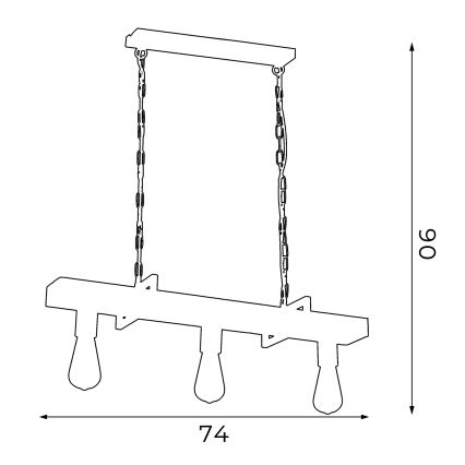 Csillár láncon HARD 3xE27/60W/230V