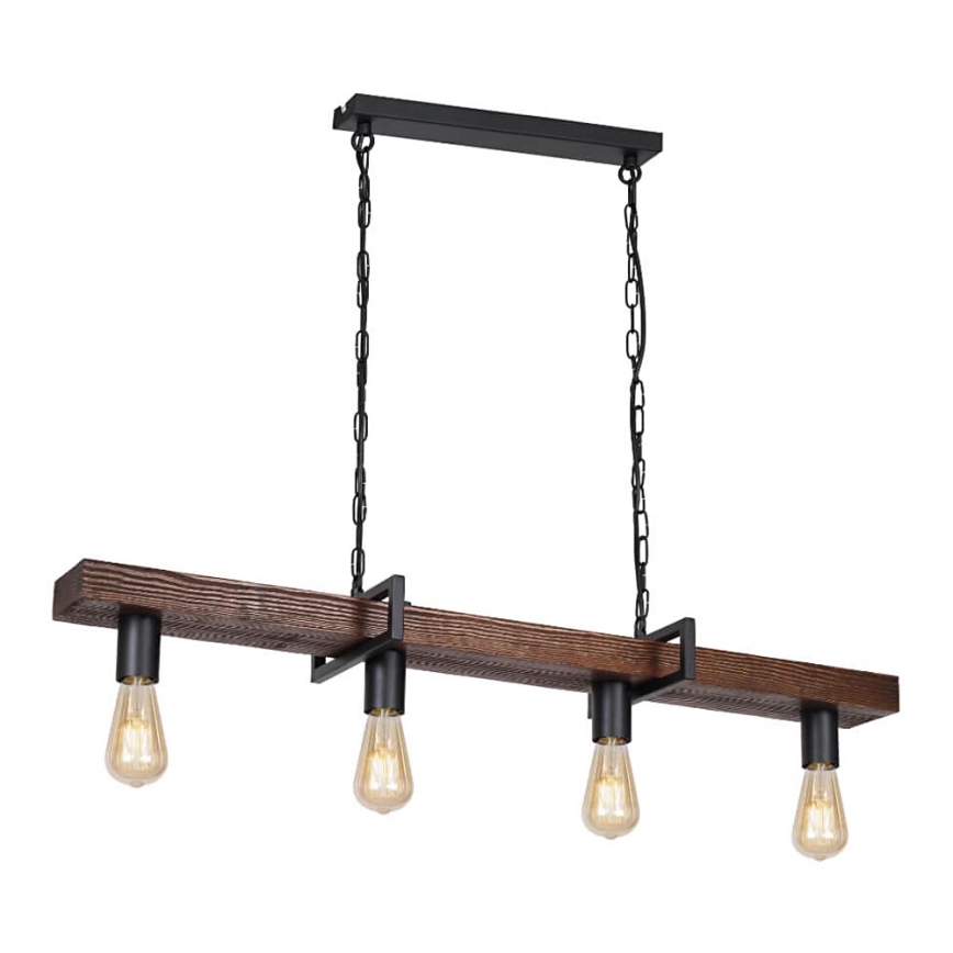 Csillár láncon HARD 4xE27/11W/230V fa/fekete