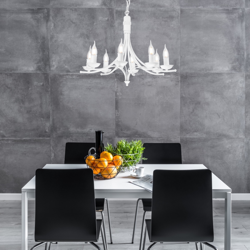 Csillár láncon LUCY 8xE14/60W/230V fehér