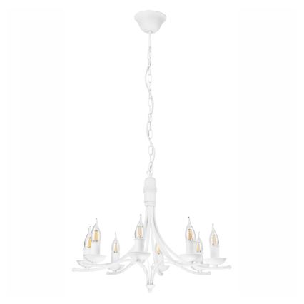 Csillár láncon LUCY 8xE14/60W/230V fehér