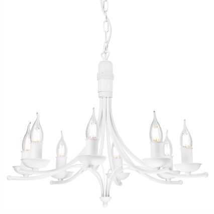 Csillár láncon LUCY 8xE14/60W/230V fehér